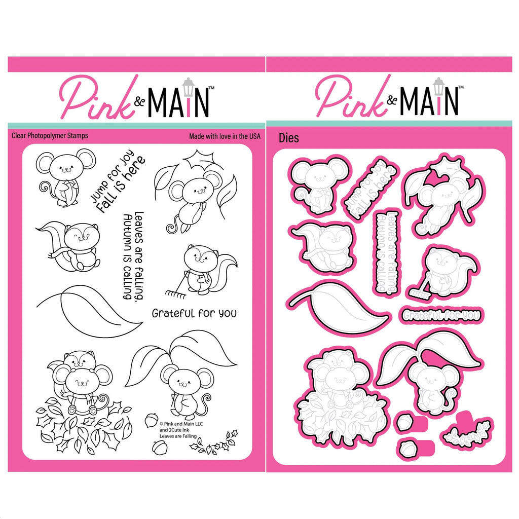 Pink and Main Leaves Are Falling Clear Stamp and Die Set