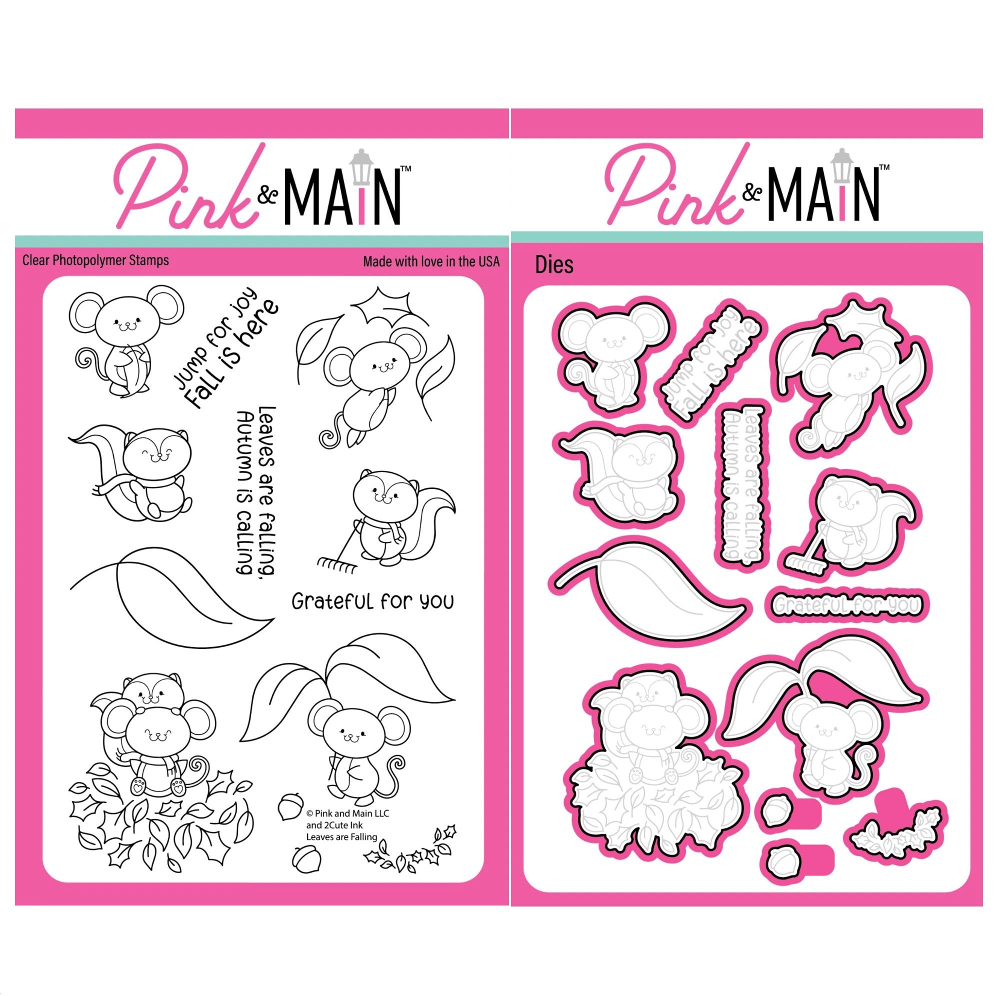 Pink and Main Leaves Are Falling Clear Stamp and Die Set