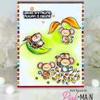 Pink and Main Leaves Are Falling Clear Stamp and Die Set autumn colors card