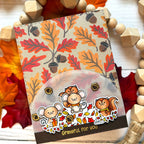 Pink and Main Leaves Are Falling Clear Stamp and Die Set grateful for you card