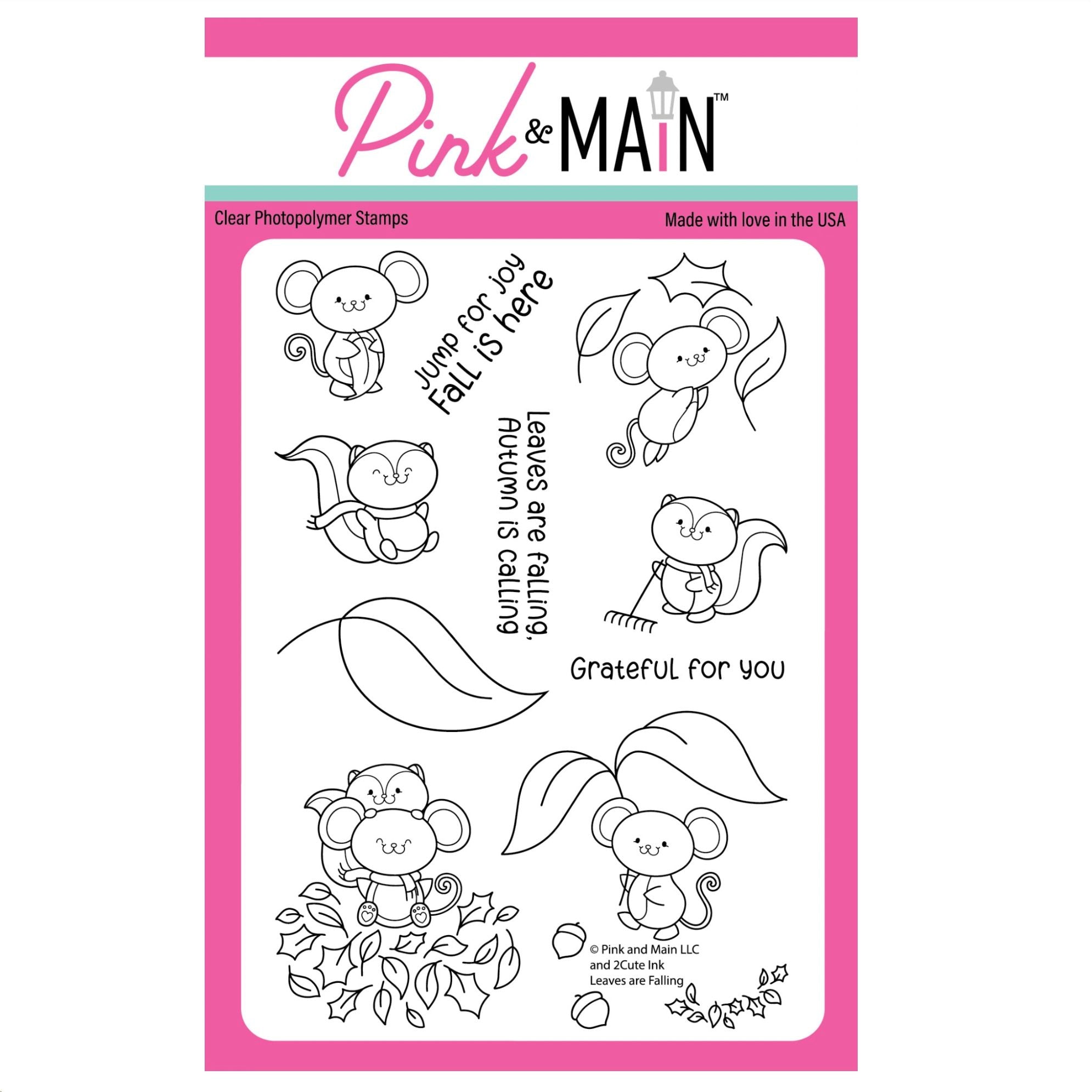 Pink and Main Leaves Are Falling Clear Stamps pm901
