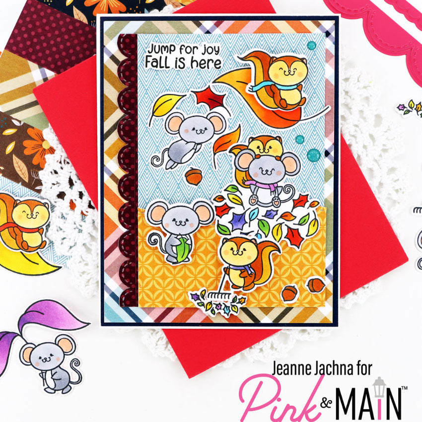 Pink and Main Leaves Are Falling Clear Stamps pm901 fun patterns background card