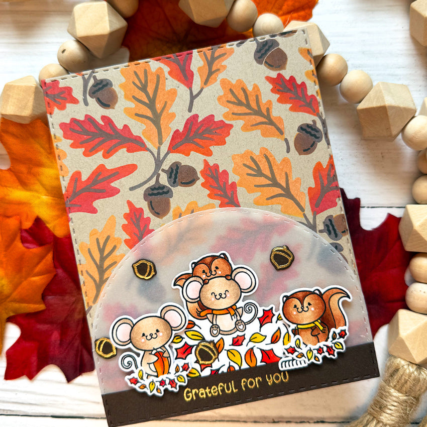 Pink and Main Leaves Are Falling Dies pnm901 grateful for you card