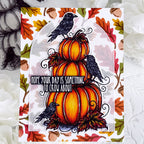 Pink and Main Leaves and Acorns Foilables Sheets and Layering Stencils Set have a great day crow card