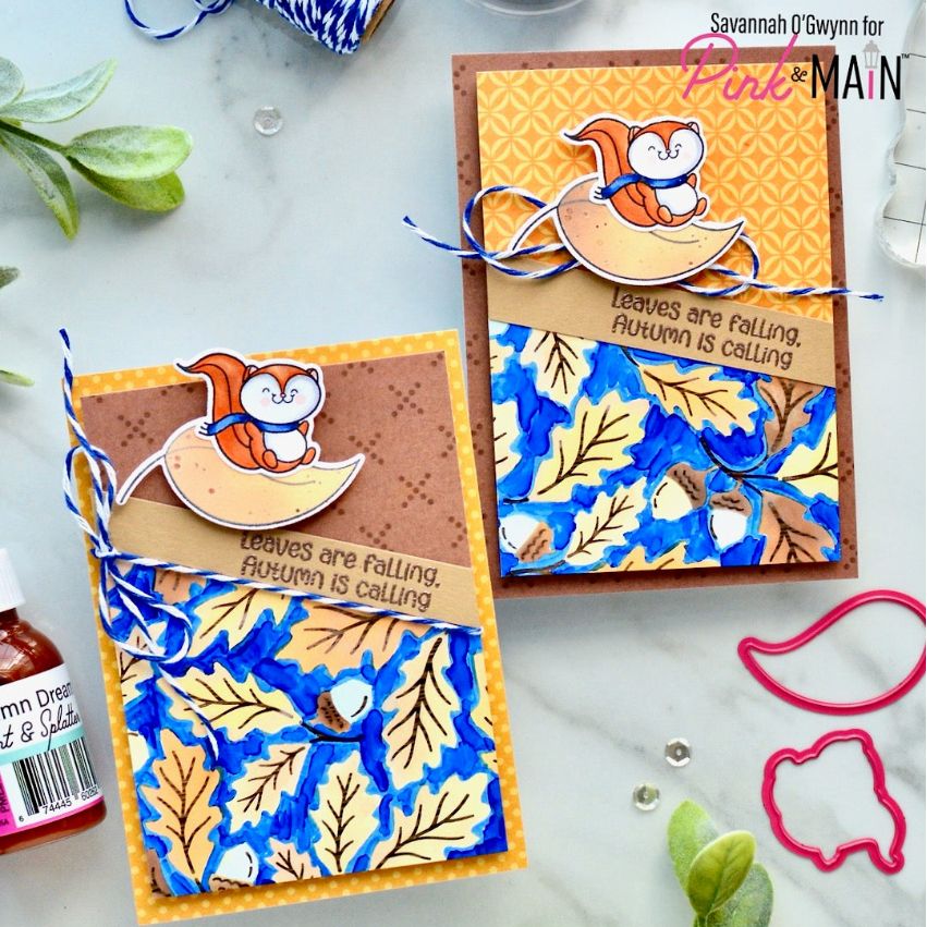 Pink and Main Leaves and Acorns Foilables Sheets pmf423 autumn is calling cards