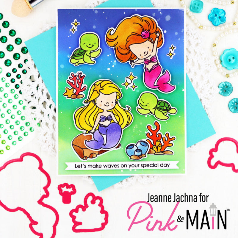 Pink and Main Let's Make Waves Clear Stamps pm0793 coral