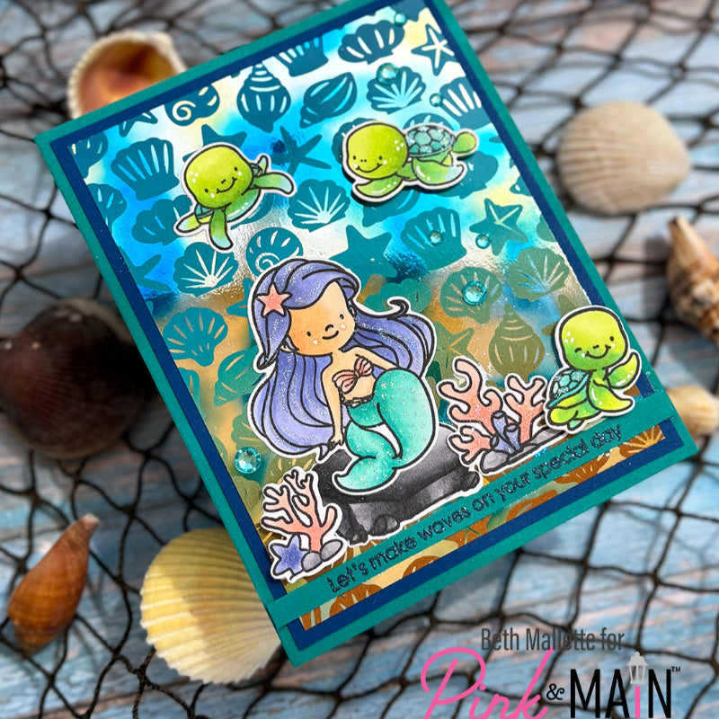 Pink and Main Let's Make Waves Clear Stamps pm0793 seashells