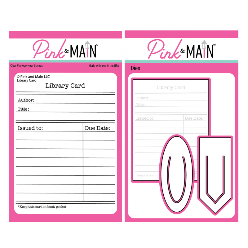 Pink and Main Library Card Clear Stamp and Die Set