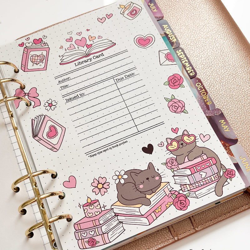 Pink and Main Library Card Clear Stamp and Die Set journal page