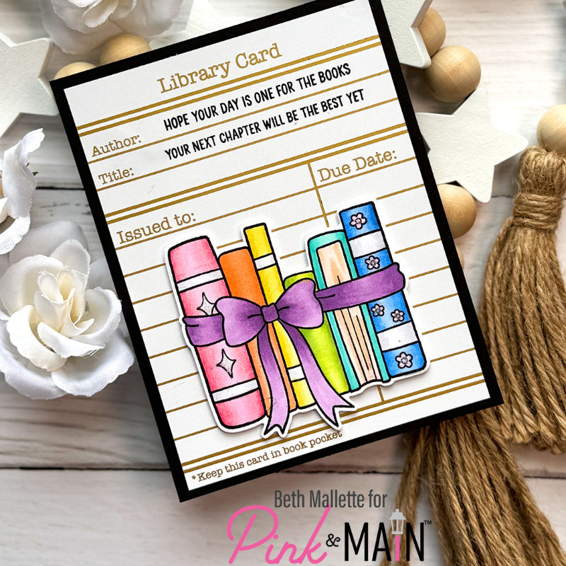Pink and Main Library Card Foilables Panels pmf399 purple bow