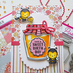 Pink and Main Little Jar Labels Dies pnm890 have a sweet birthday bees card