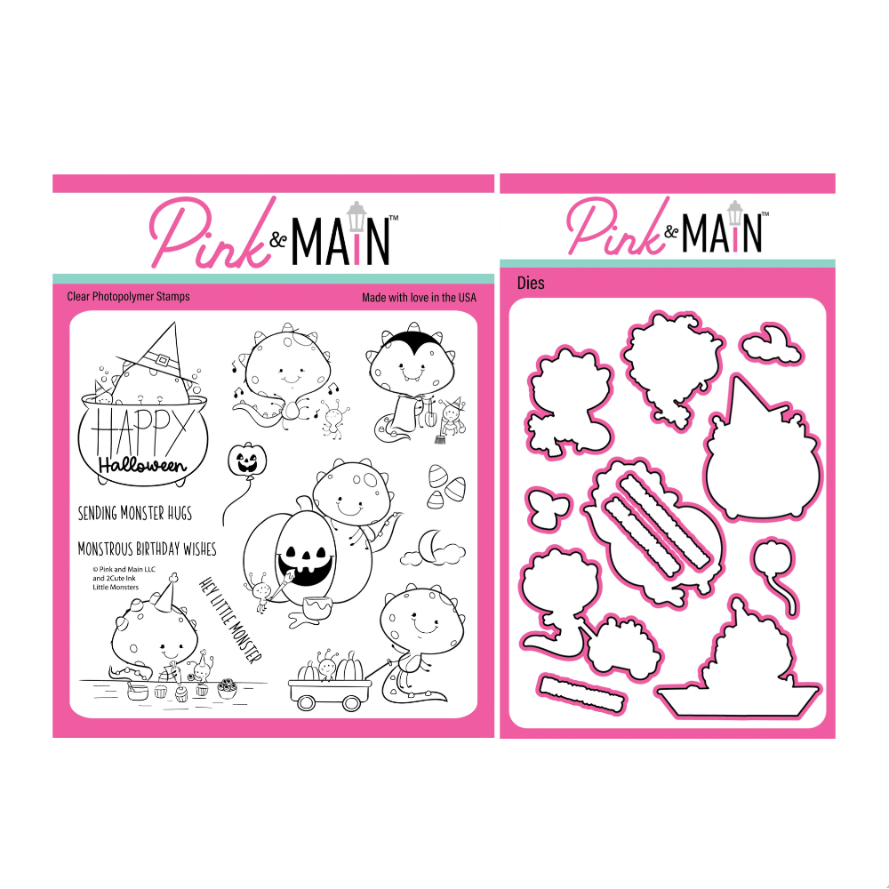 Pink and Main Little Monsters Clear Stamp and Die Set