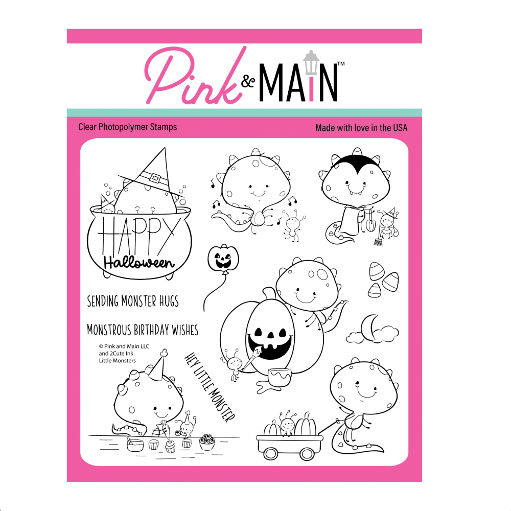 Pink and Main Little Monsters Clear Stamp and Die Set image 1