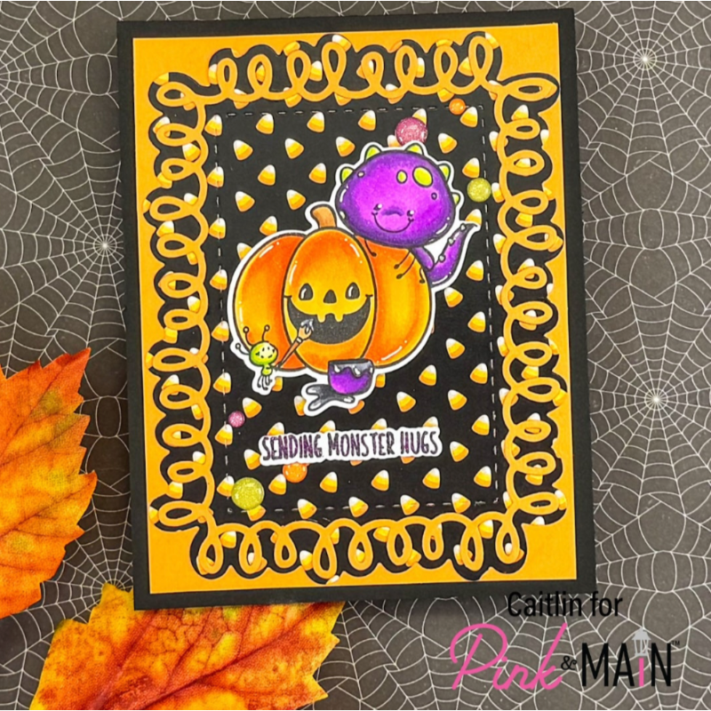 Pink and Main Little Monsters Clear Stamp and Die Set orange
