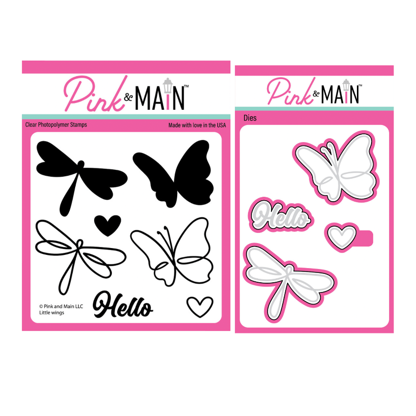 Pink and Main Little Wings Clear Stamp and Die Set