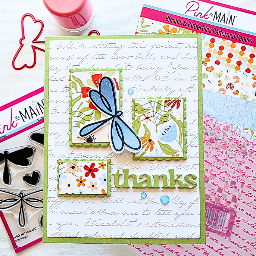 Pink and Main Little Wings Clear Stamps pm0877 thanks
