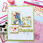 Pink and Main Little Wings Clear Stamps pm0877 thanks