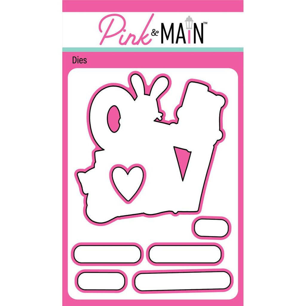 Pink and Main Love Letters Clear Stamp, Coordinating Dies, and Stencil Set image 2