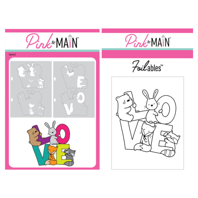 Pink and Main Love Letters Stencils and Foilables Panel Set