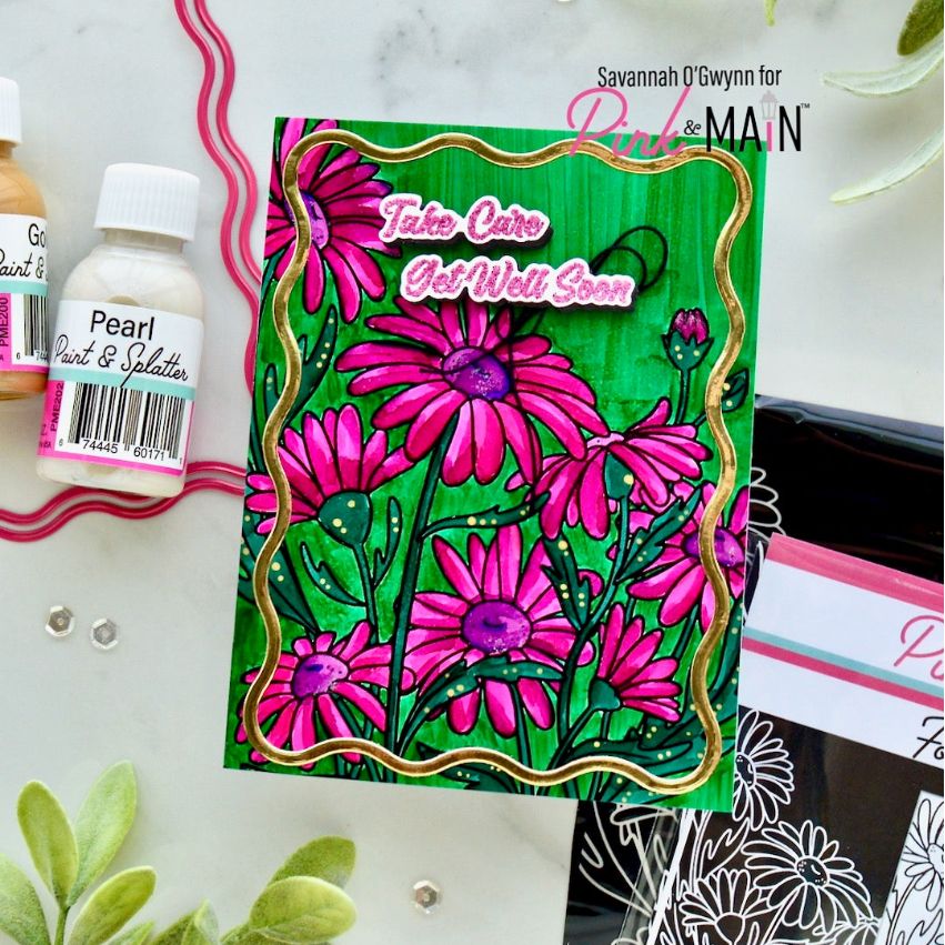 Pink and Main Lovely Daisies Foilables Panels pmf405 get well soon