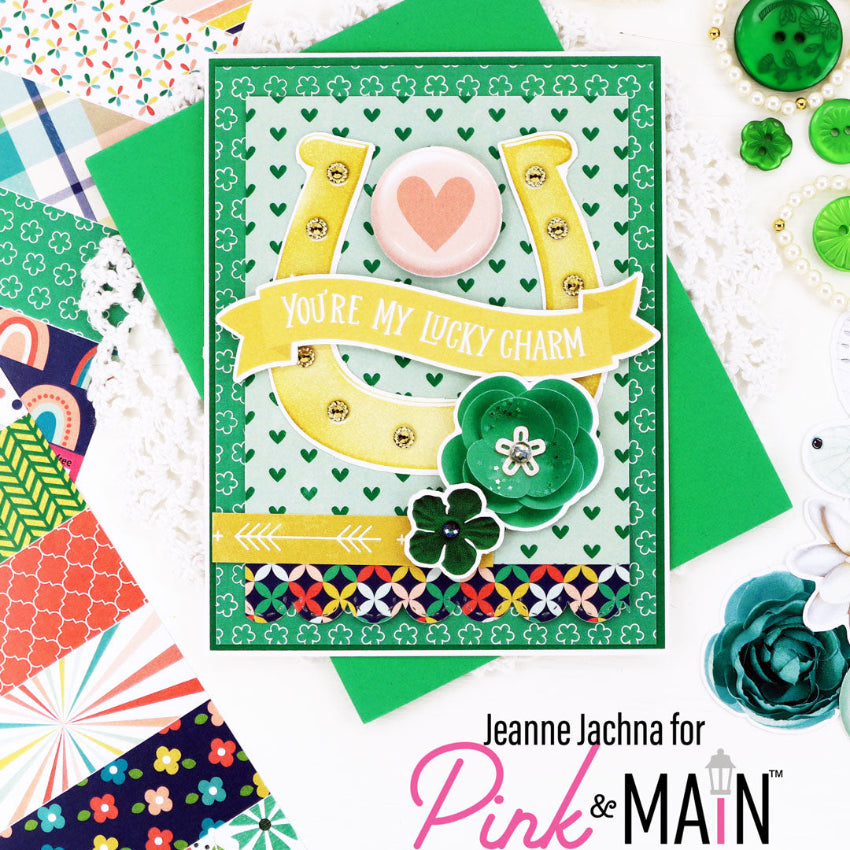 Pink and Main Lucky Charm Clear Stamps pm0857 green flowers