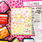 Pink and Main Lucky Clover Stencil pms140 rainbow glitter clover card