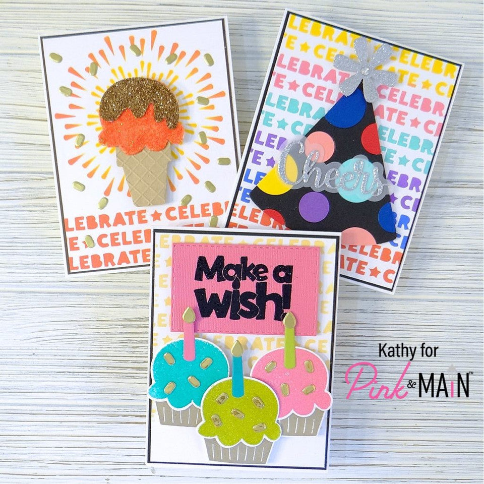 Pink and Main Make a Wish Clear Stamps PM0553 celebrate