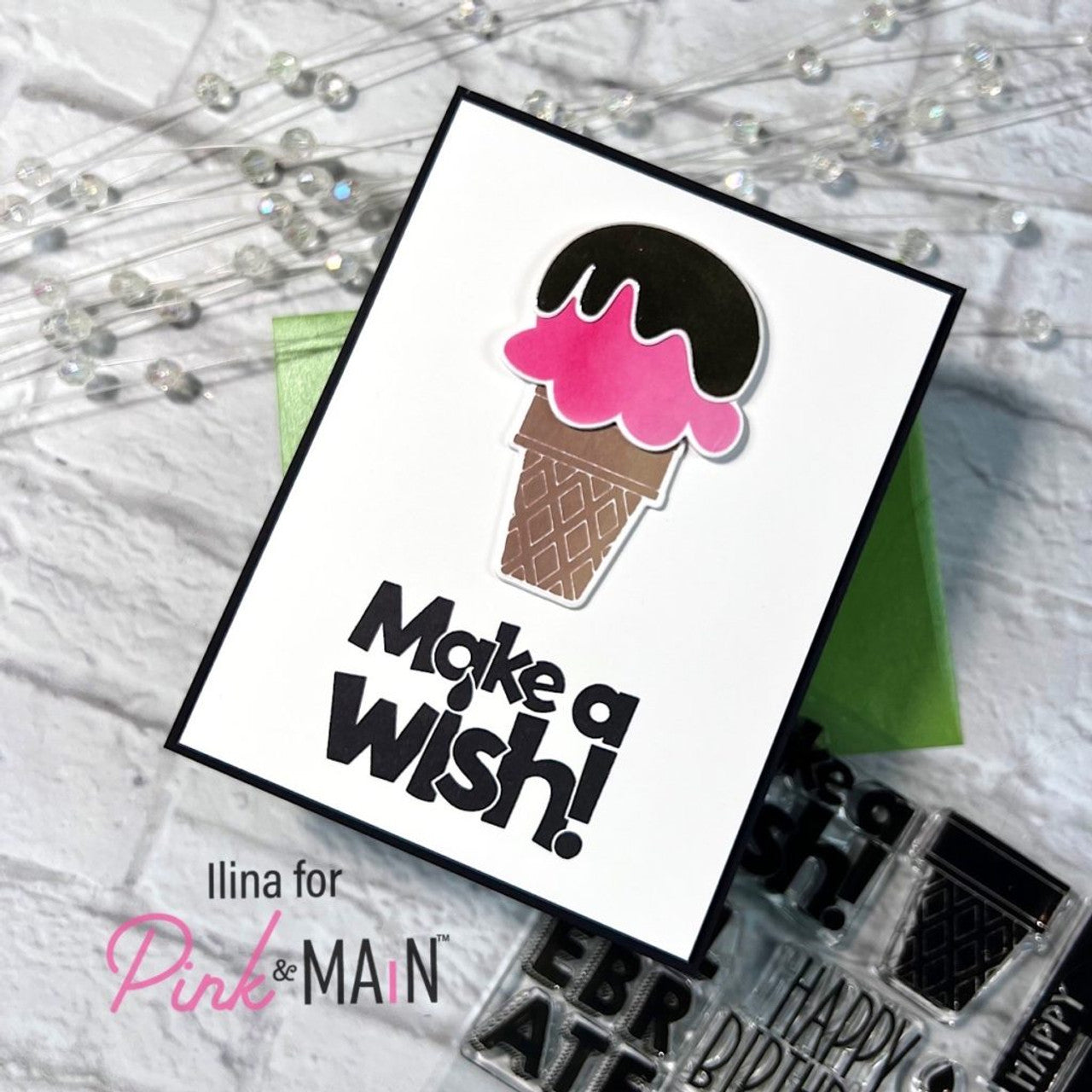 Pink and Main Make a Wish Clear Stamps PM0553 ice cream