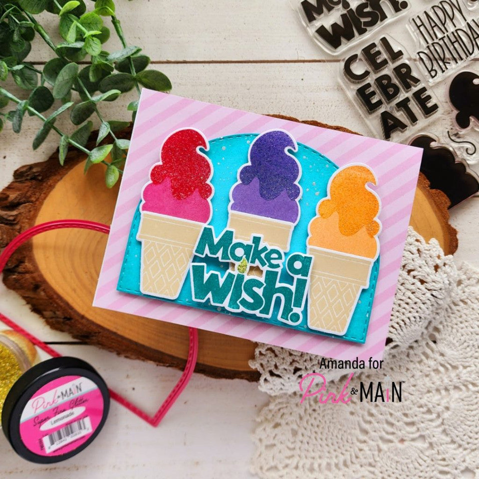 Pink and Main Make a Wish Clear Stamps PM0553 stripes