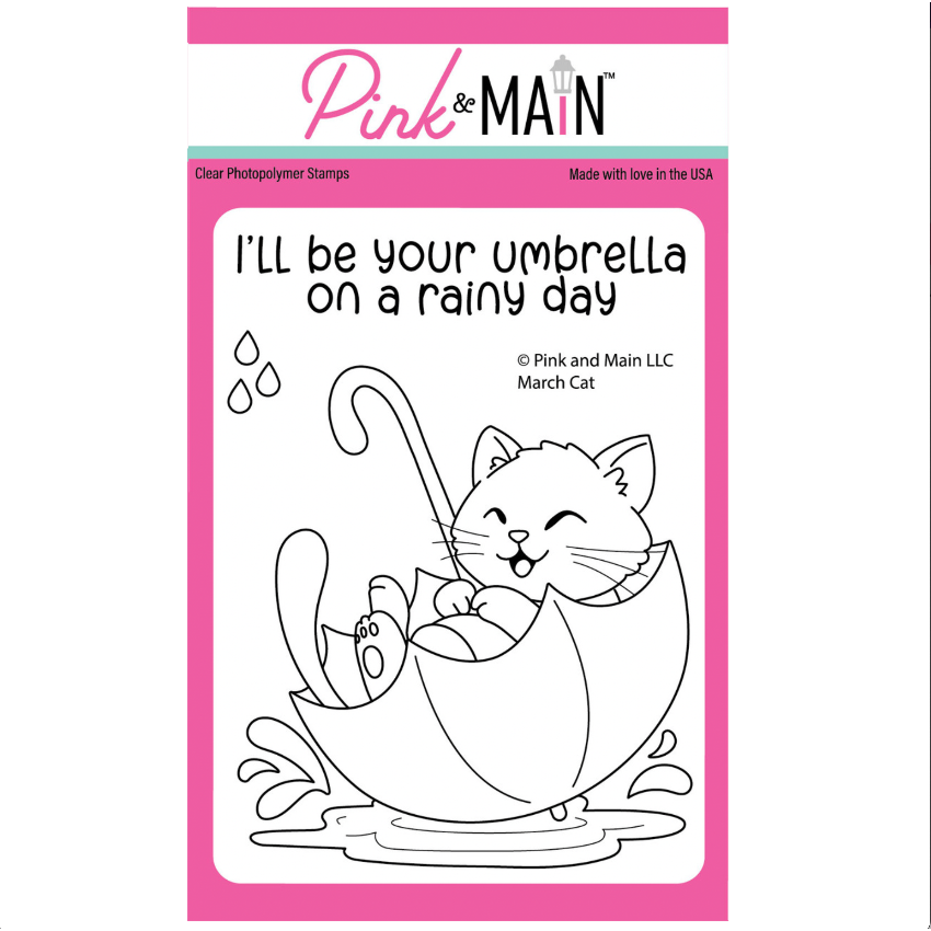 Pink and Main March Cat Clear Stamp and Die Set image 1