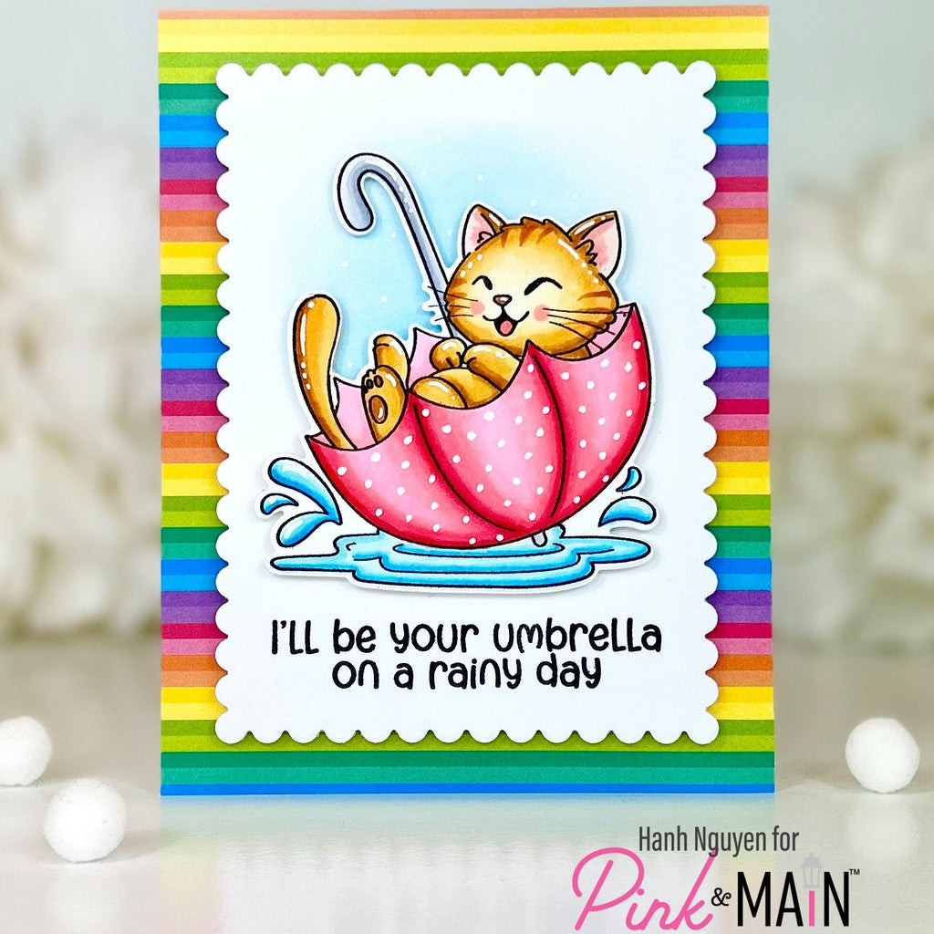 Pink and Main March Cat Clear Stamp and Die Set rainbows
