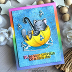 Pink and Main March Cat Clear Stamps pm0864 blue background
