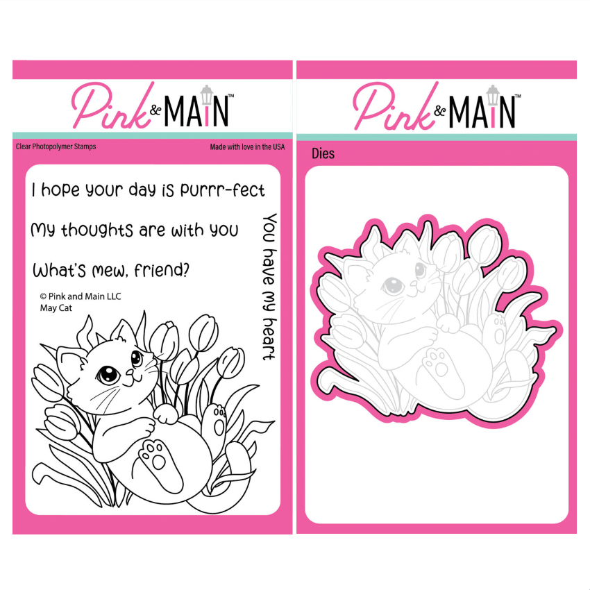 Pink and Main May Cat Clear Stamp and Die Set