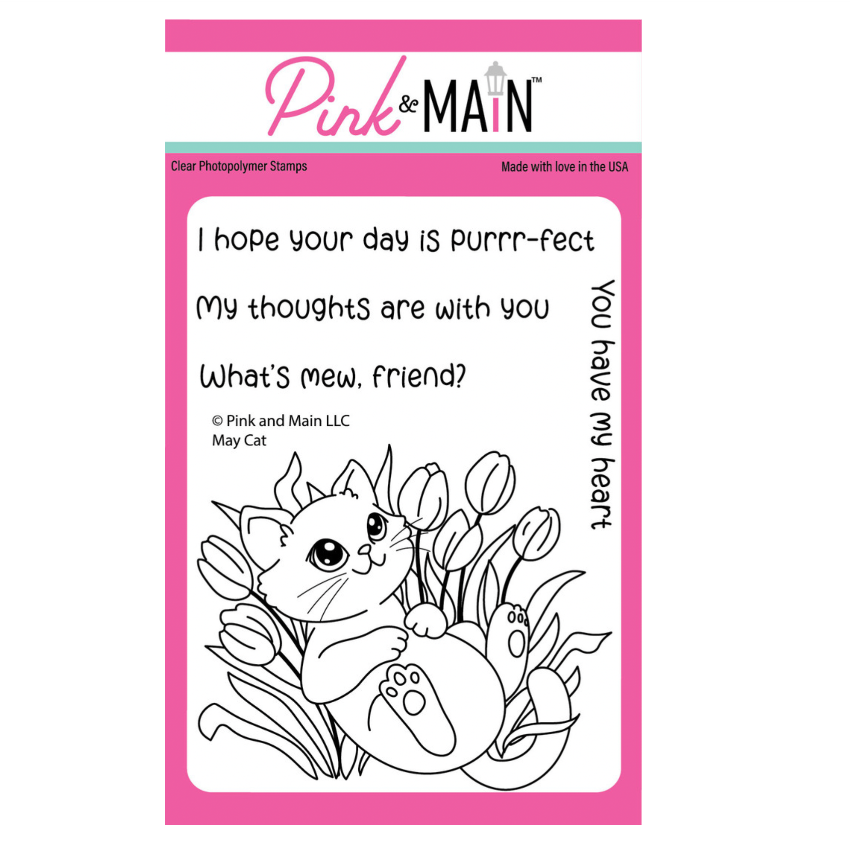 Pink and Main May Cat Clear Stamp and Die Set image 1