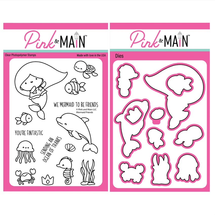 Pink and Main Mermaid Friends Clear Stamp and DIe Set