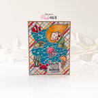 Pink and Main Mermaid Friends Clear Stamp and DIe Set mermaid glitter card