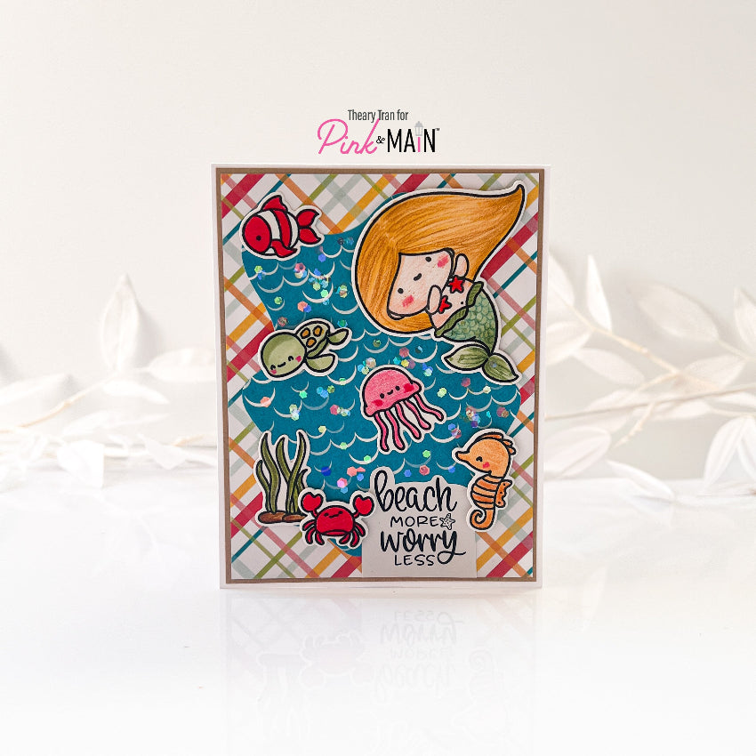 Pink and Main Mermaid Friends Dies pnm758 mermaid glitter card