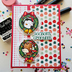 Pink and Main Merry Wreaths Clear Stamp and Die Set season's greetings card