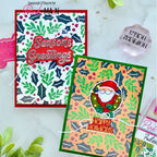 Pink and Main Merry Wreaths Dies pnm919 santa in a wreath card