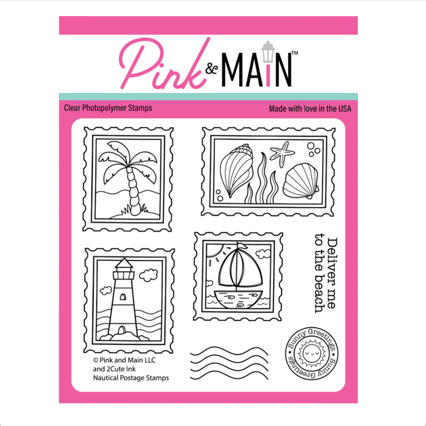 Pink and Main Nautical Postage Stamps Clear Stamps pm0872