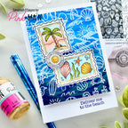 Pink and Main Nautical Postage Stamps Clear Stamps pm0872 palm tree beach card