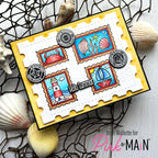 Pink and Main Nautical Postage Stamps Clear Stamps pm0872 seashells hello summer card
