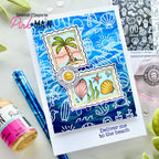Pink and Main Nautical Postage Stamps and Postage Stamp Dies Set palm tree beach card