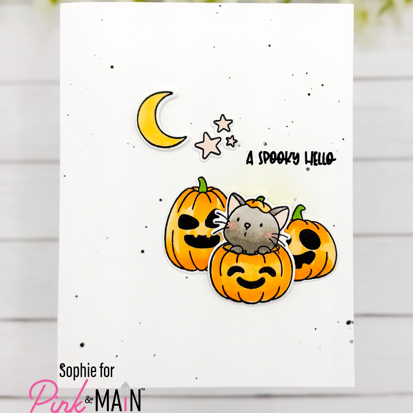 Pink and Main Night Sky Paint and Splatter pme210 a spooky hello card