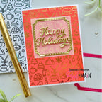 Pink and Main Notched Square Dies pnm845 happy holidays card