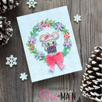 Pink and Main November Mouse Clear Stamp and Die Set wreath