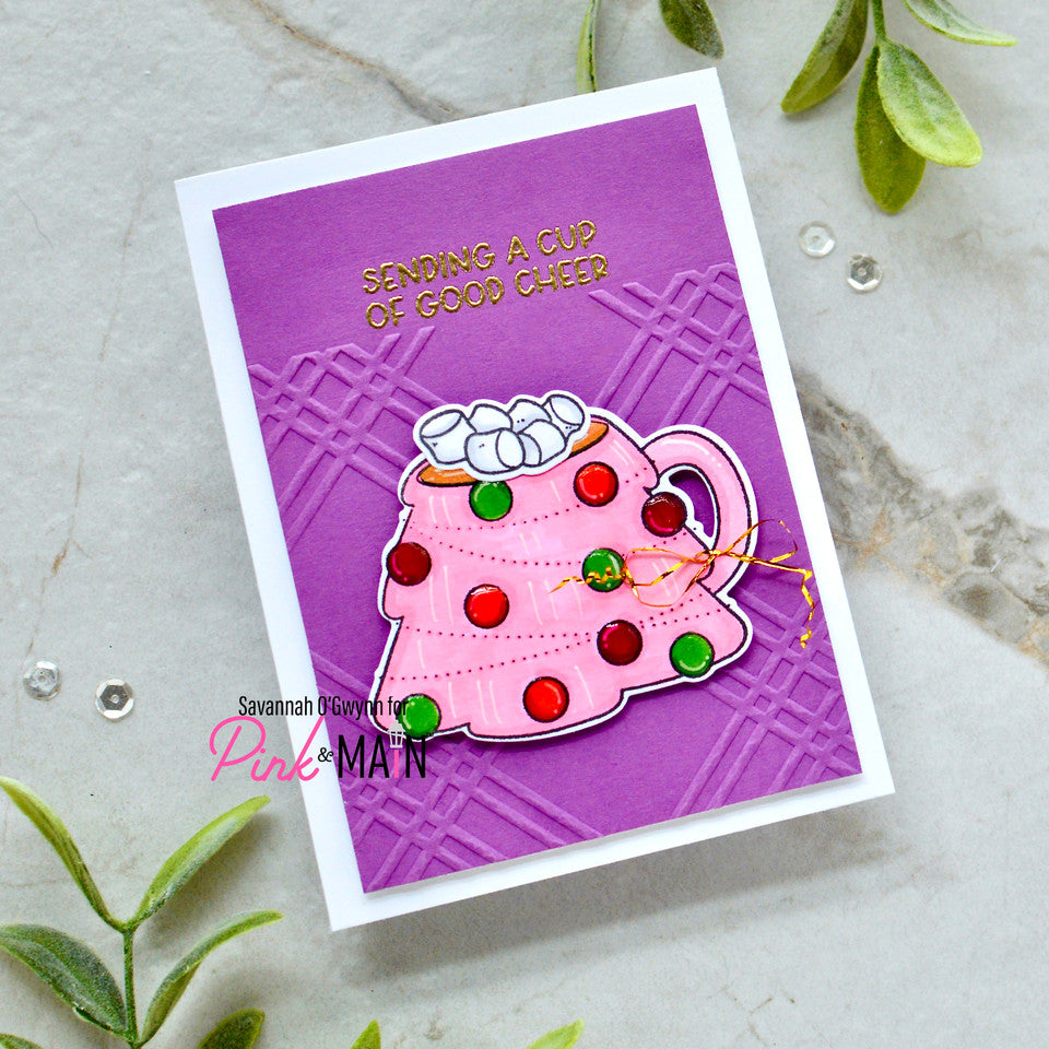Pink and Main November Mug Clear Stamp and Die Set candy buttons