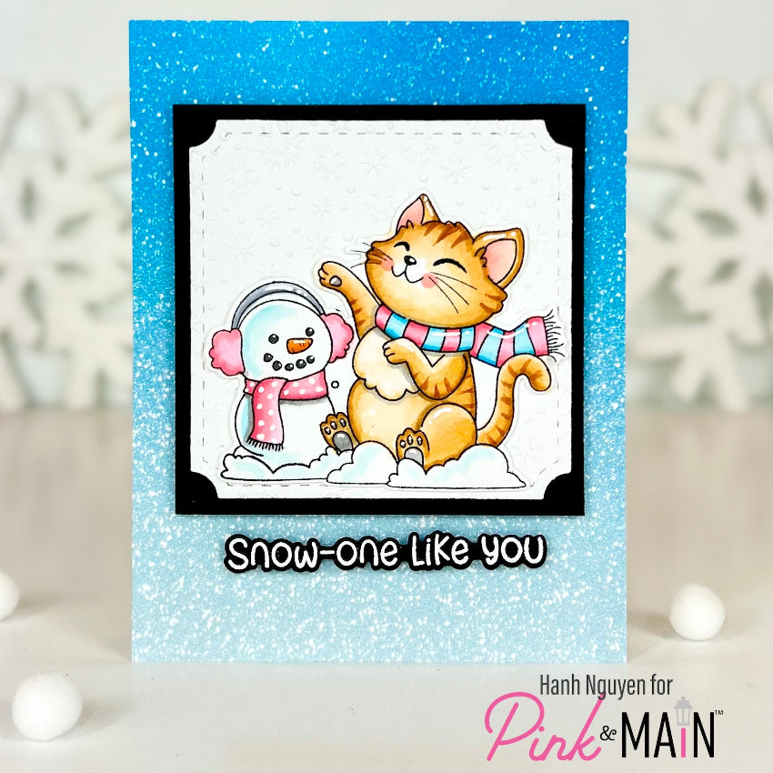 Pink and Main October Cat Clear Stamps pm0919 ginger cat wearing scarf card