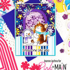 Pink and Main October Cat Dies pnm929 striped flowers shaker card