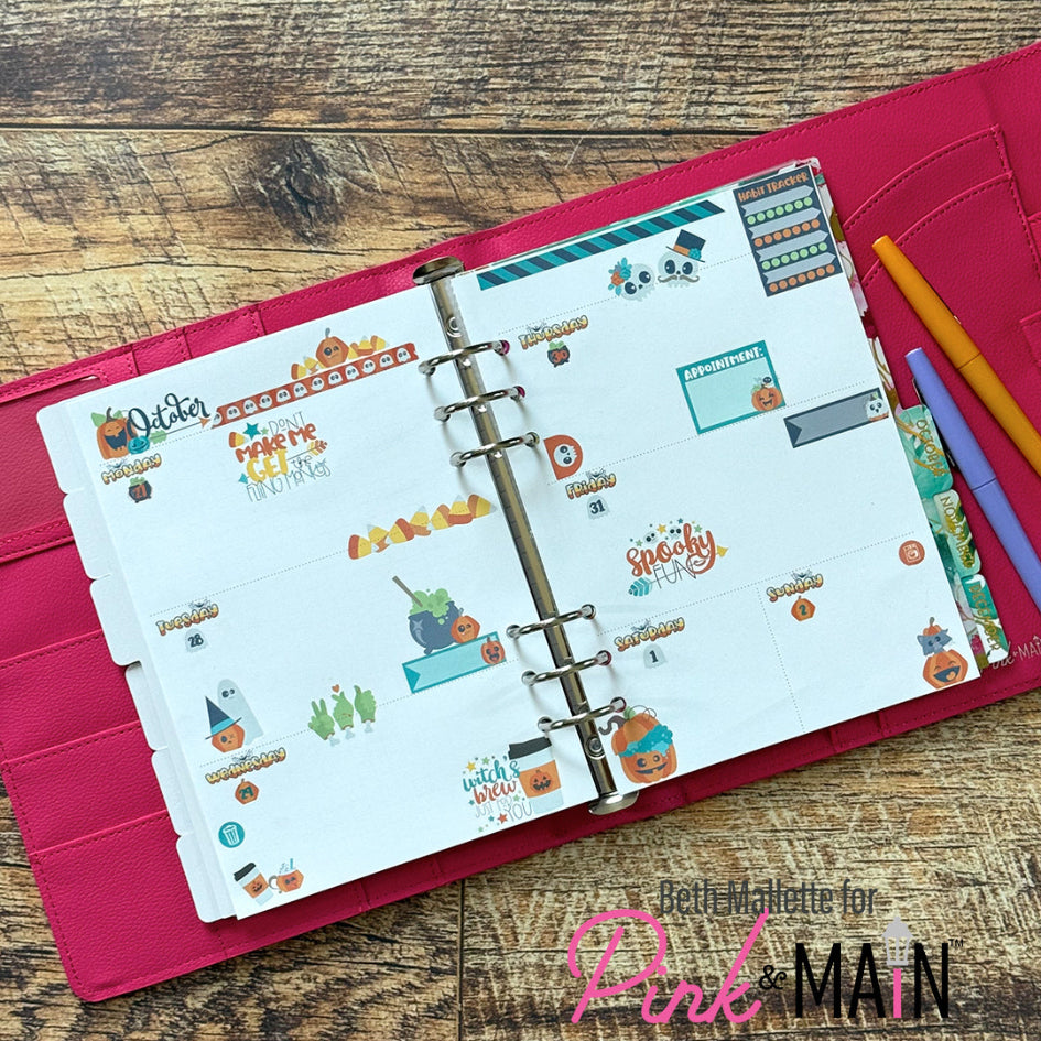 Pink and Main October Rub-ons pmr002 planner